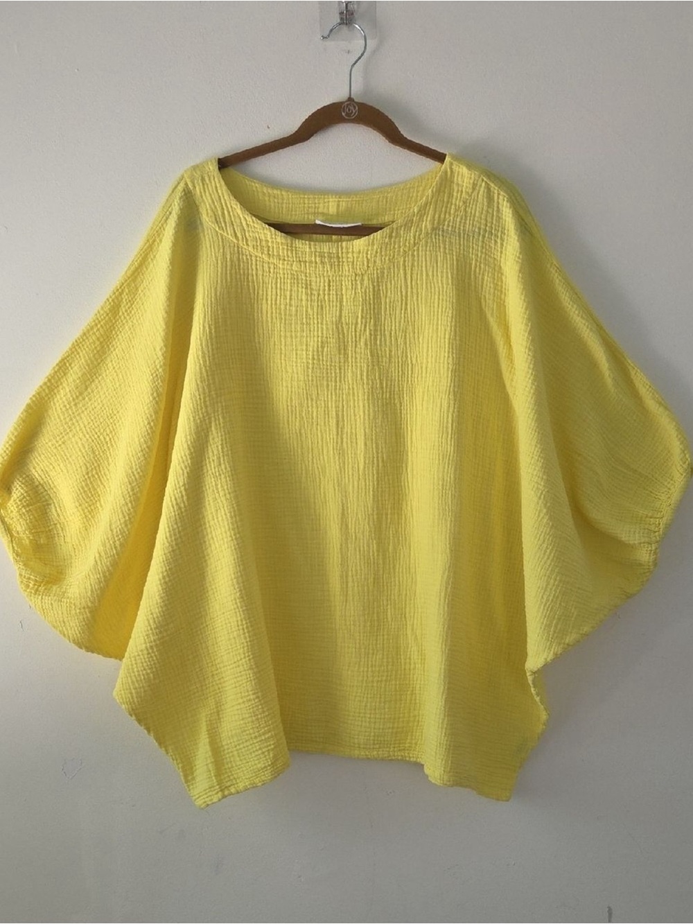 Bryn Walker Yellow Cotton Gauze Oversized Batwing Cashel Boxy Top M